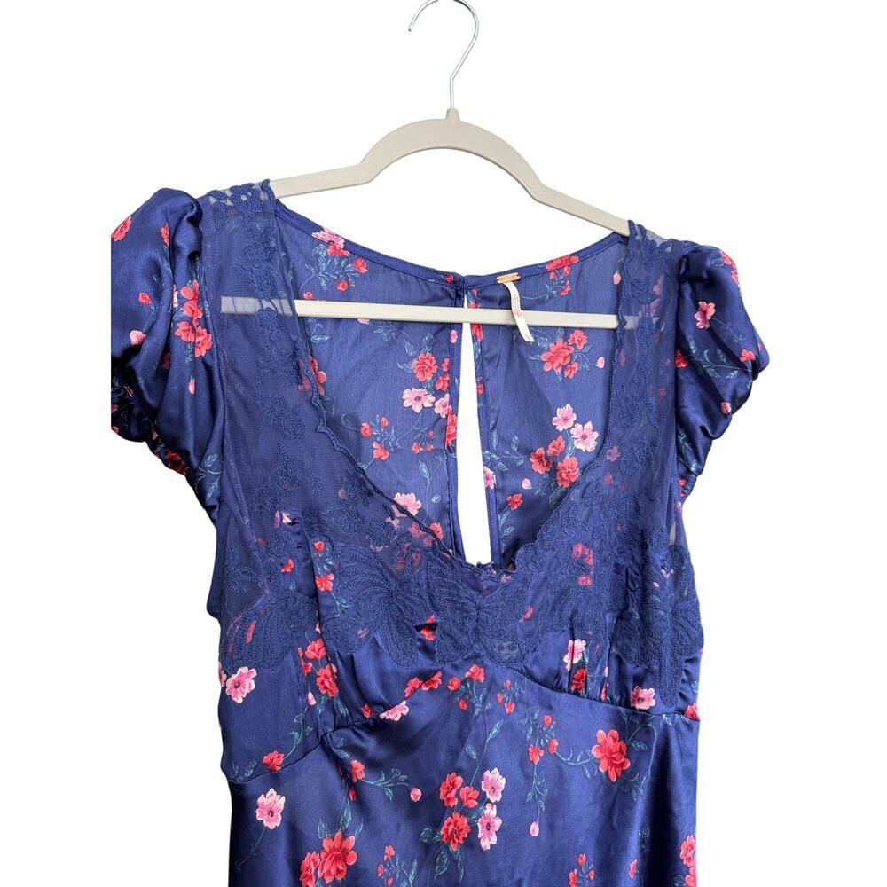 Free People Butterfly Babe Floral Blue Lace Boho Maxi Sz Large - Picture 8 of 8